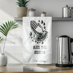 Bless This Disaster Funny Personalized  Tea Towel