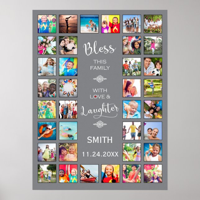 Bless this Family with love 32 Photo Collage Poster (Front)