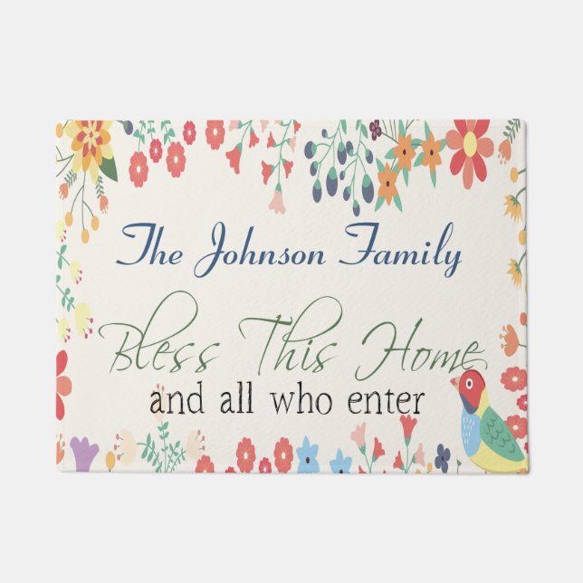 Bless this home, add your own family name doormat (Front)