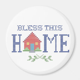 Bless This Home Cross Stitch Embroidery Magnet