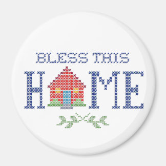 Bless This Home Cross Stitch Embroidery Magnet