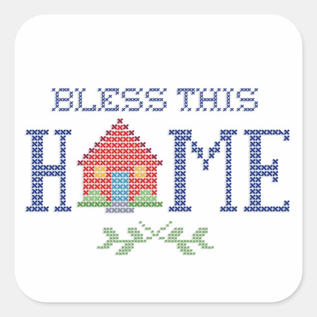 Bless This Home Square Sticker (Front)