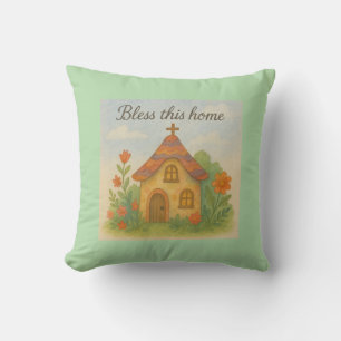 Bless This Home – Whimsical Christian Cottage Il Cushion