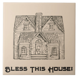 Bless This House w/ text & image templates Ceramic Tile