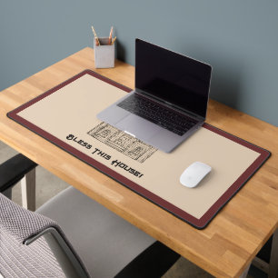 Bless This House w/ text & image templates  Desk Mat