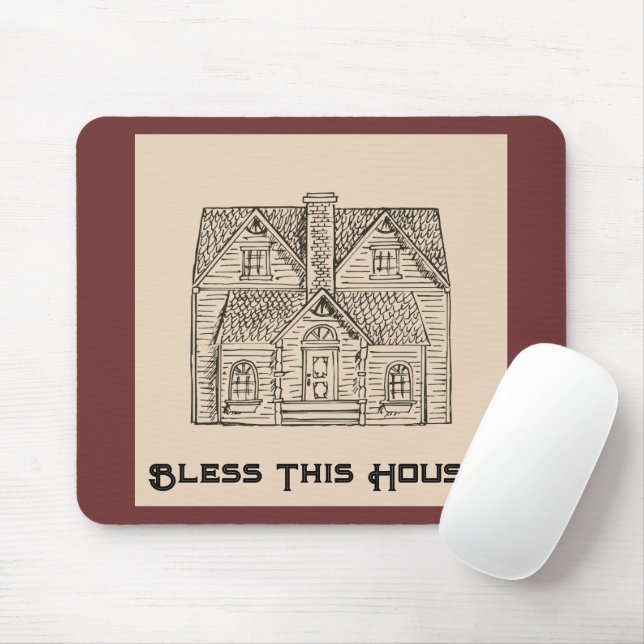 Bless This House w/ text & image templates  Mouse Pad (With Mouse)