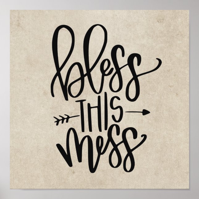 Bless this Mess Typography Living Space Home Decor (Front)