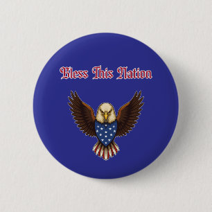 Bless This Nation Patriotic American Prayer Faith 6 Cm Round Badge