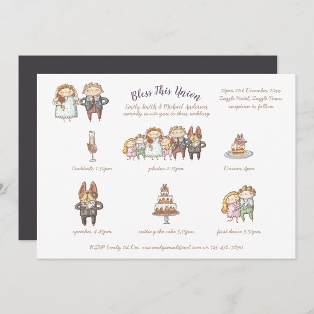 Bless This Union - Cute Wedding Invite/Program Invitation (Front/Back)