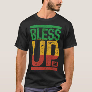 Bless Up Reggae Music Rastafari Lion Of Judah Rast T-Shirt