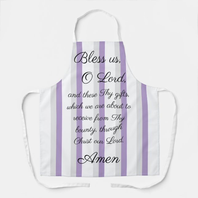 Bless us O Lord Lavender Grey Apron (Front)