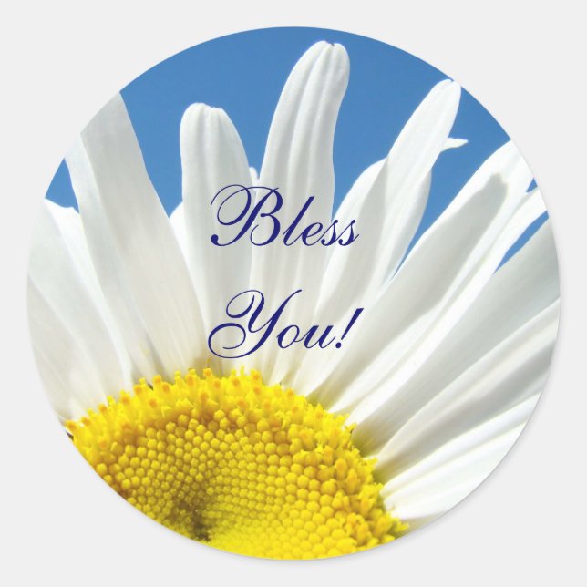 Bless You! stickers White Daisy Flower Blue Sky (Front)