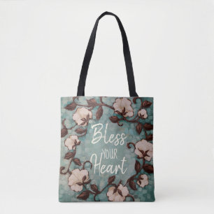 "Bless your Heart" Cotton Wreath Custom Tote Bag