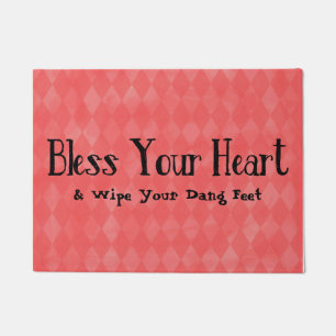 Bless Your Heart Faux Diamond Background Doormat