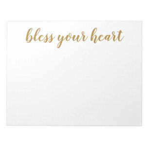 Bless Your Heart Gold Script Notepad