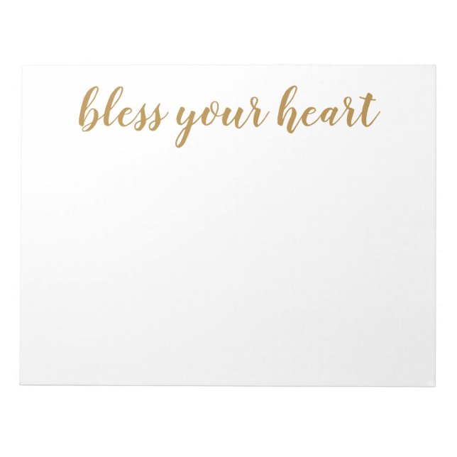 Bless Your Heart Gold Script Notepad (Front)