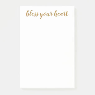 Bless Your Heart Gold Script Post-it Notes