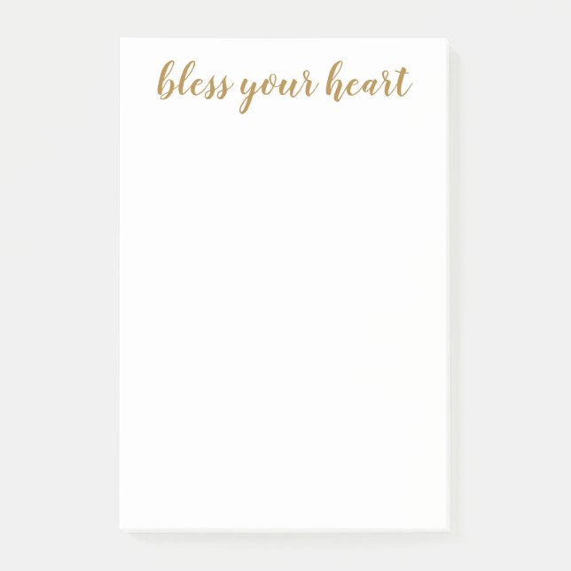 Bless Your Heart Gold Script Post-it Notes (Front)