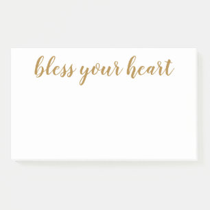 Bless Your Heart Gold Script Post-it Notes