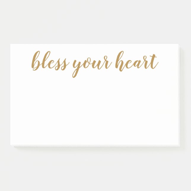 Bless Your Heart Gold Script Post-it Notes (Front)