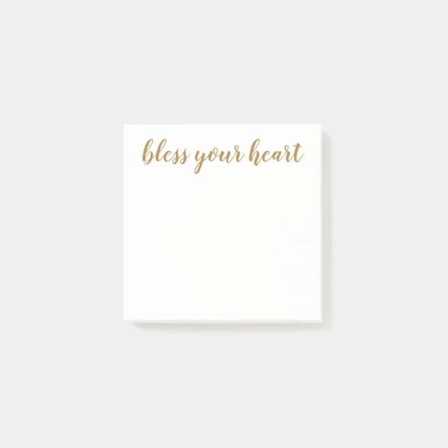 Bless Your Heart Gold Script Post-it Notes (Front)