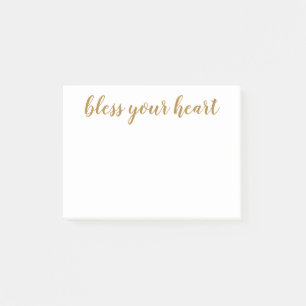 Bless Your Heart Gold Script Post-it Notes