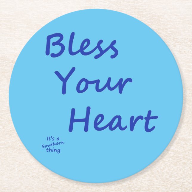 Bless Your Heart Round Paper Coaster (Front)