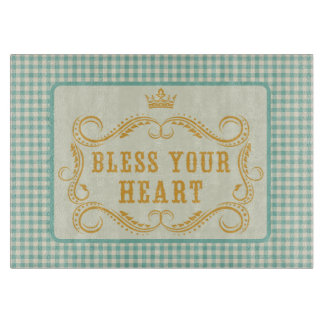 Bless Your Heart Southern Quote Gingham Cutting Board