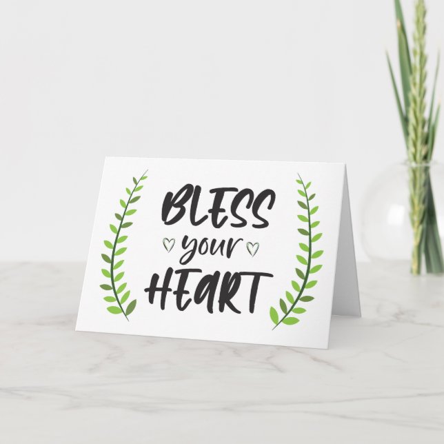 Bless Your Heart Southern Sweet Laurel Leaf Thank You Card (Front)