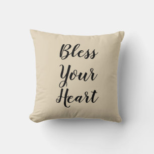 Bless Your Heart Tan Throw Pillow