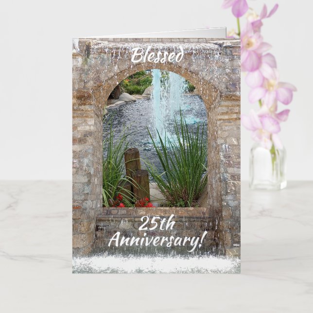 Blessed 25th Anniversary,  Foil Greeting Card (Orchid)