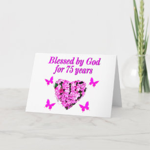 BLESSED 75TH BIRTHDAY FLORAL DESIGN CARD