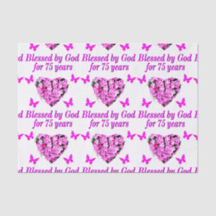 BLESSED 75TH BIRTHDAY FLORAL DESIGN TISSUE PAPER