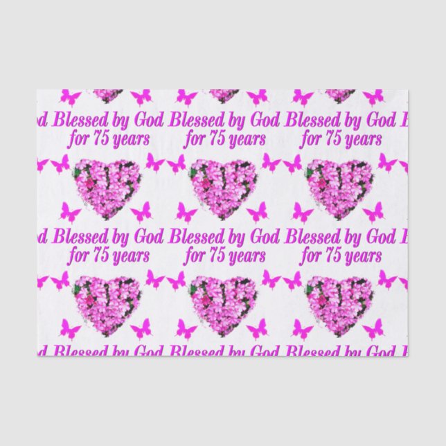 BLESSED 75TH BIRTHDAY FLORAL DESIGN TISSUE PAPER (Front)