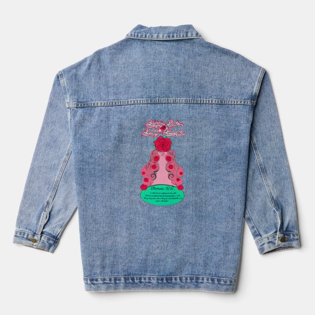Blessed and Blossoming - Blushimg Rose Denim Jacket (Back)