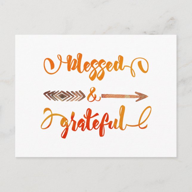 blessed and grateful thanksgiving holiday postcard (Front)
