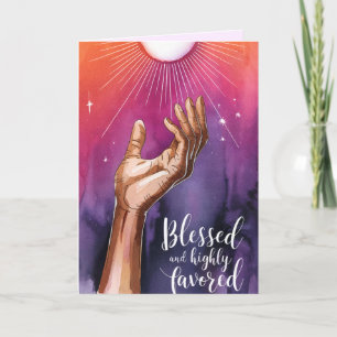 Blessed and Highly Favored Black Christmas Holiday Card