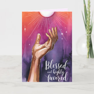 Blessed and Highly Favored | Black Christmas Holiday Card