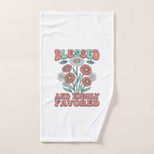 Blessed and Highly Favored Floral Vintage Design_1 Hand Towel
