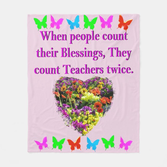 BLESSED AND INSPIRING TEACHER DESIGN FLEECE BLANKET (Front)