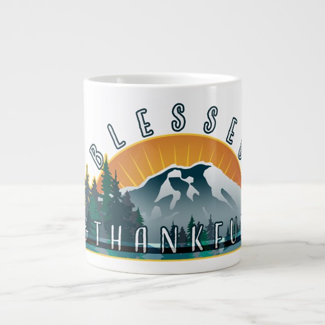 Blessed and Thankful Large Coffee Mug (Front)