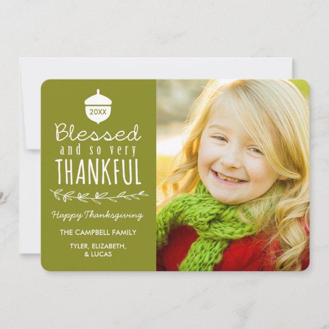 Blessed and Thankful Thanksgiving Photo Card (Front)