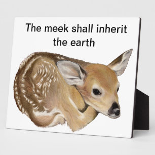Blessed are the Meek Fawn Plaque