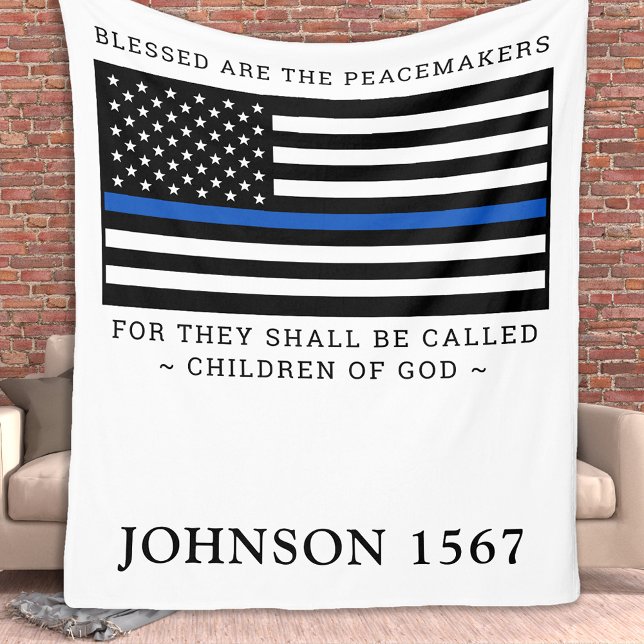 Blessed Are The Peacemakers Personalised Police Fleece Blanket (Creator Uploaded)