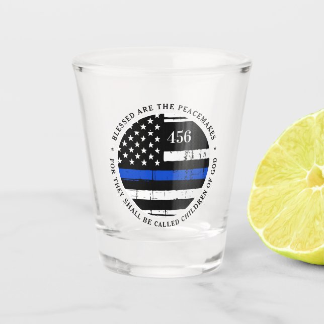 Blessed Are The Peacemakers Personalised Police Shot Glass (Front)