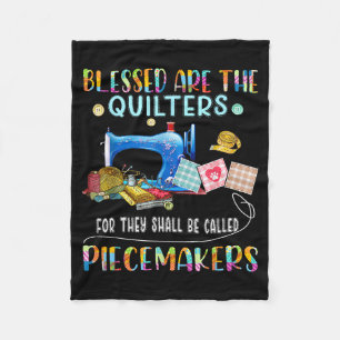 Blessed Are The Quilters Funny Sewing Quote Gift Fleece Blanket
