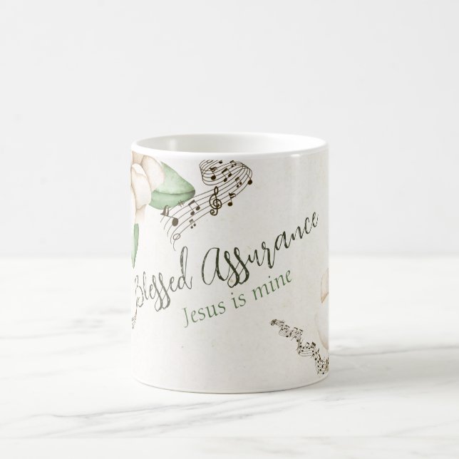 'Blessed Assurance' Elegant Magnolia Watercolor  Coffee Mug (Center)
