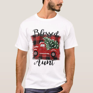 Blessed Aunt Red Truck Vintage Christmas Tree T-Shirt