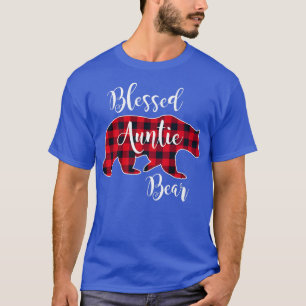 Blessed Auntie Bear Buffalo Check Plaid Pattern Au T-Shirt