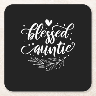 Blessed Auntie Square Paper Coaster